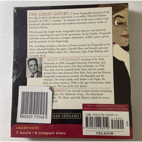 The Great Gatsby F  Scott Fitzgerald  2002 Audiobook Performed By Tim Robbins - Picture 2 of 2